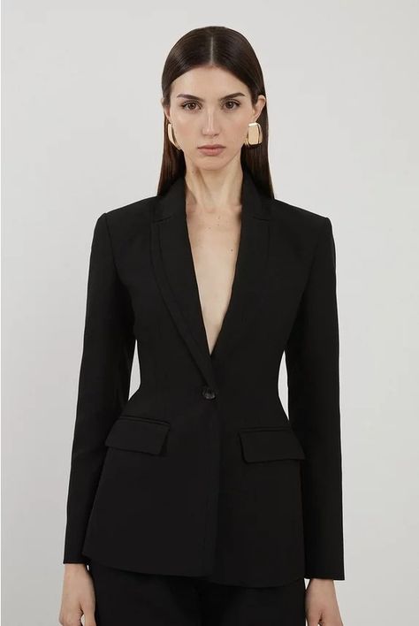 New In | Karen Millen Elegant Blazers For Women, Suit Jacket Outfits For Women, Elegant Suits For Women, Tailored Blazer Women, Textiles Coursework, Hourglass Blazer, Luxury Blazer, Plus Size Workwear, Woman In Suit