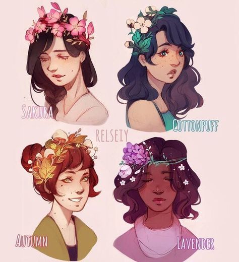 Flower Crown Drawing, Nature Crown, Crown Drawing, Hairstyles Theme, Fairy Hair, Flower Girl Hairstyles, Trendy Flowers, Flower Mandala, How To Draw Hair