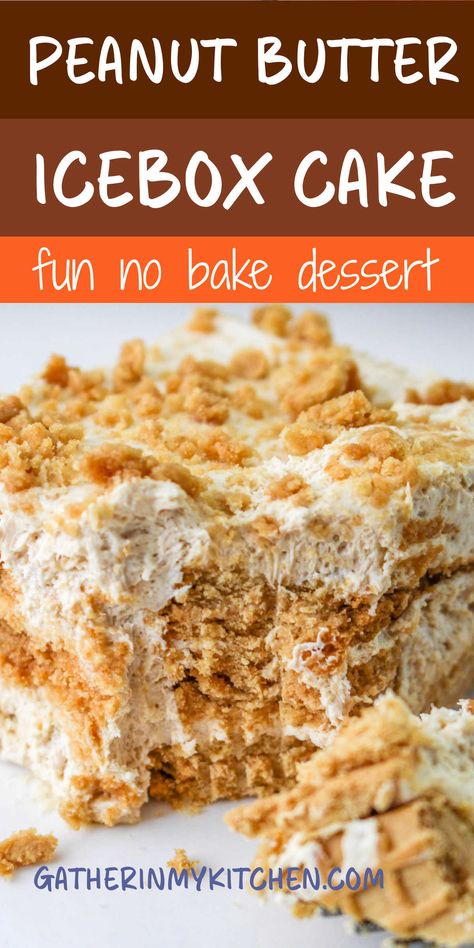 Freezer Box Cake, Summer Peanut Butter Desserts, Nutter Butter Ice Box Cake, Icebox Cookie Cheesecake, Nutter Butter Icebox Cake, I Am Baker Recipes Desserts, Ice Box Cake Recipes Easy, No Bake Ice Box Cake Recipes, Refrigerator Desserts Easy