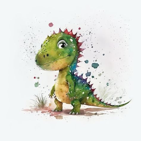 Photo cute watercolor dinosaur little wa... | Premium Photo #Freepik #photo #watercolor-dinosaur #cute-watercolor #cute-illustration #cartoon-drawing Painting Dinosaurs, Watercolor Dinosaur Painting, Velociraptor Watercolor, Dinasour Watercolor Painting, Cute Watercolour Dinosaurs, T Rex Watercolor, Triceratops Watercolor, Watercolour Dinosaur Watercolor Painting, Watercolour Dinosaur