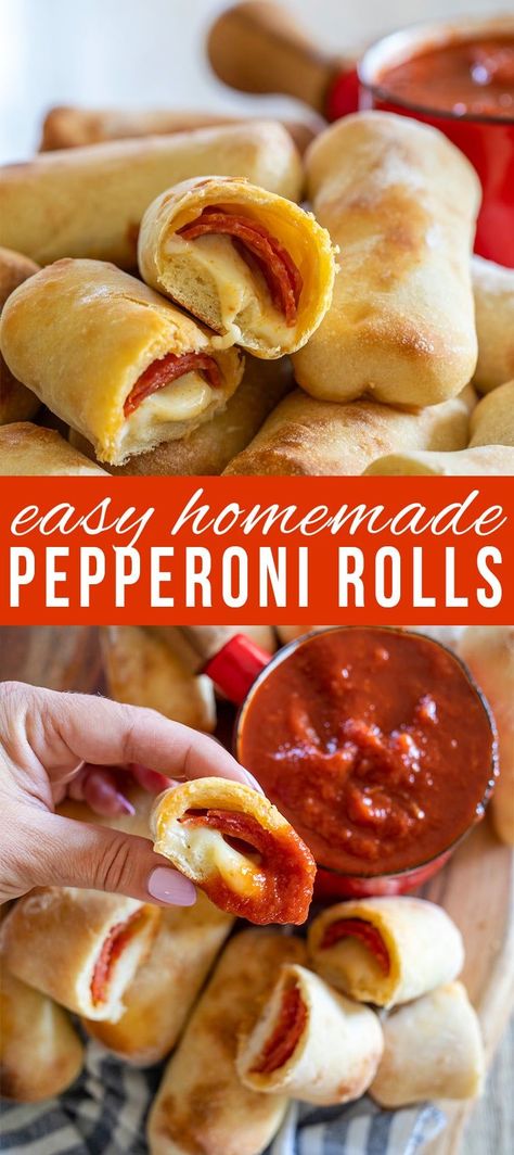 Pepperoni Cheese Rolls, West Virginia Pepperoni Rolls Recipe, Easy Pepperoni Rolls, Homemade Pepperoni Rolls, Pepperoni Rolls Recipe, Pepperoni Bites, Pepperoni And Mozzarella, Homemade Pepperoni, Pepperoni Pizza Rolls