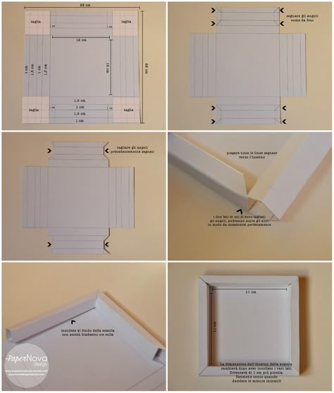 Gift Box Tutorial, Gift Tutorial, Paper Picture Frames, Frames Diy Crafts, Diy Photo Frame, Idee Cricut, Box Tutorial, Diy Picture Frames, Gift Box Template