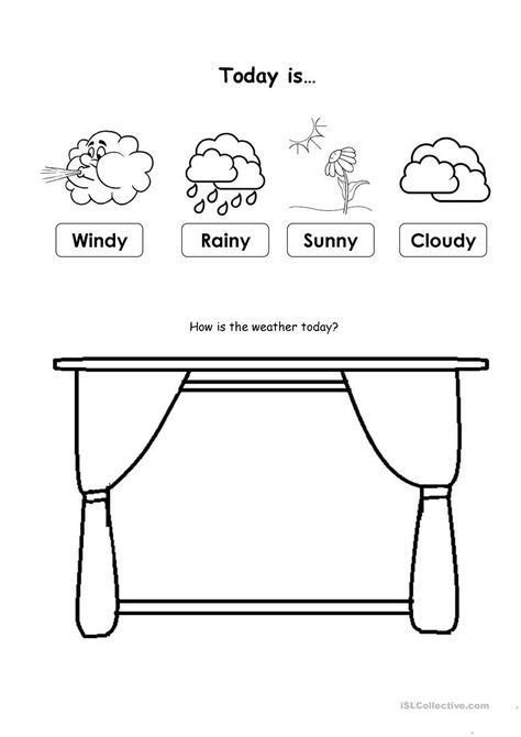 the weather - English ESL Worksheets for distance learning and physical classrooms Weather Esl, Weather For Kids, Weather Activities Preschool, Weather Activities For Kids, Seasons Worksheets, Weather Worksheets, Preschool Weather, Summer Worksheets, Weather Crafts