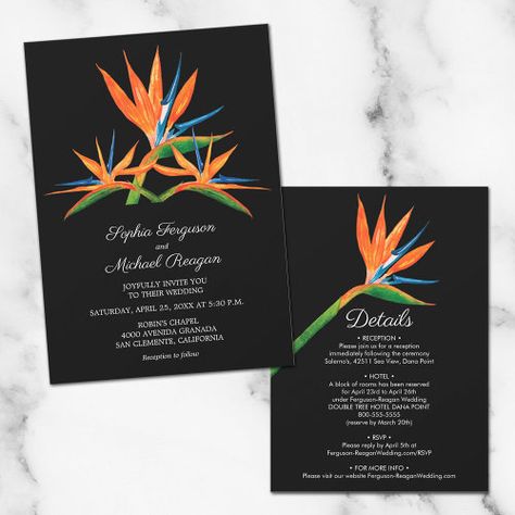 $2.67 | Bird of Paradise Floral Wedding All In One Invites #all in one wedding, modern front and back wedding, reception details and rsvp, tropical floral, budget wedding, elegant floral, illustrated, watercolor flowers, simple spring summer, destination wedding Bird Of Paradise Watercolor, Bird Of Paradise Wedding, Paradise Wedding, Tropical Wedding Invitations, Destination Wedding Invitations, Bird Of Paradise, Tropical Wedding, Watercolor Wedding, Elegant Wedding Invitations