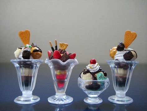 My Favorite Miniature Sundaes | Among my miniature ice cream… | Flickr Miniature Ice Cream Shop, Panda Candy, Danish Cookies, Mini Verse, Pocky Sticks, Miniature Ice Cream, Miniture Food, Short Glass, Chocolate Whipped Cream