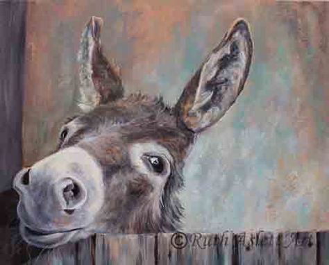 Donkey Painting, Donkey Drawing, Farm Animal Paintings, Farm Animal Painting, Animal Canvas Paintings, Farm Paintings, A Donkey, Farm Art, Farmhouse Art