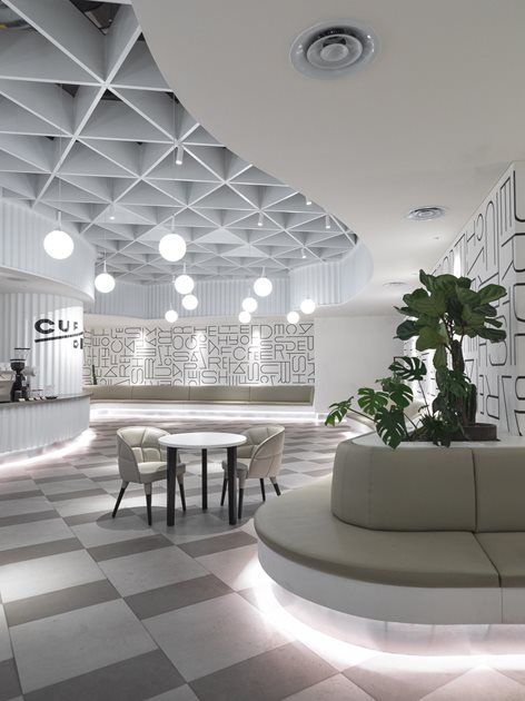 Cup/One | LATITUDE Nubian Design, Geometric Layout, Pattern Ceiling, Ceiling Details, Cozy Furniture, Grid Style, Shanghai China, Contemporary Interior Design, False Ceiling