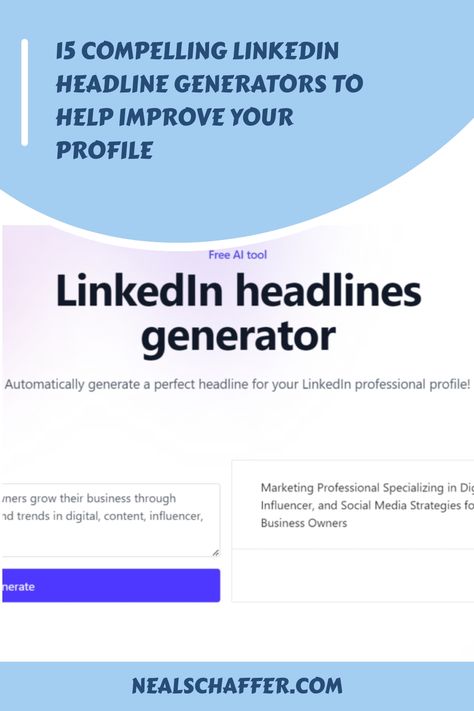 Don’t underestimate the potential value of a LinkedIn headline generator.  I like to say that your LinkedIn profile is the equivalent of your professional website, representing your personal brand for anyone and everyone to see. Once someone visits your profile, they are going to paint a picture of who you are based on what they see. From a personal branding perspective, the most critical piece of information that they will first scan to try to figure out who you are are those 220 characters dis Linkedin Headline Examples, Linkedin Headline, Linkedin Background Photo, Paint A Picture, Unique Selling Proposition, Professional Profile, Linkedin Marketing, Social Selling, Word File