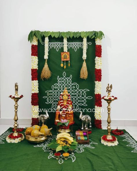 We are loving @decorbykrishna simple and traditional themes for #varalakshmivratam #varamahalakshmi Order atleast 2 weeks in advance and… Branches Decor, Home Flower Decor, Ganpati Decoration At Home, Ganapati Decoration, Diwali Decoration Items, Diwali Decorations At Home, Housewarming Decorations, Diy Diwali Decorations, Ganpati Decoration Design