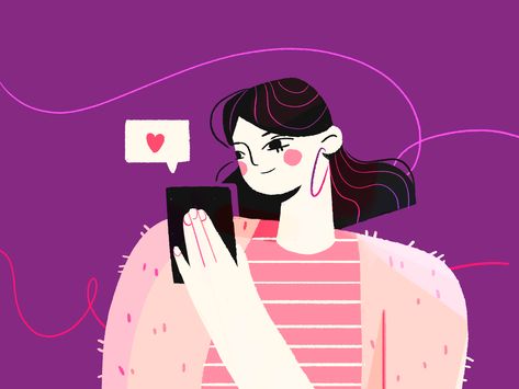 Texting by zara magumyan Love Me Tender, Flat Design Illustration, Graphic Poster Art, Photoshop Art, Love Illustration, People Illustration, Digital Artists, Flat Illustration, Illustration Character Design