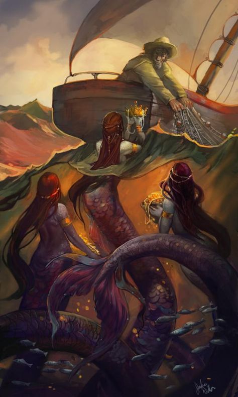 Mermaids And Mermen, Fantasy Paintings, Wow Art, Mermaid Art, Freelance Illustrator, Best Artist, Creature Design, The Deep, Fantasy World