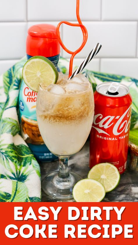 Make This Easy Dirty Coke Recipe With Just 2 Ingredients Dirty Coke Recipe, Dirty Diet Coke Recipe, Soda Truck, Dirty Soda Recipes, Dirty Diet Coke, Coke Recipes, Watermelon Smoothie Recipes, Drink Board, Coke Drink