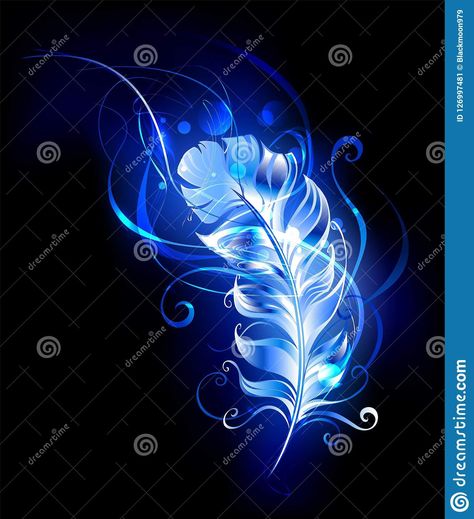 Blue Flame, Blue Feather, Blue Fire, Black Background, Phoenix, Make Up, Blue, Black