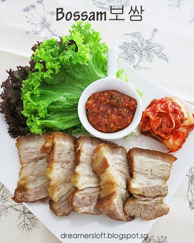 Korean Pork Belly, Korean Food Recipes, Pork Wraps, Korean Pork, Pork Lettuce Wraps, Spicy Dipping Sauce, Pork Belly Recipes, Korean Cooking, Korean Recipes