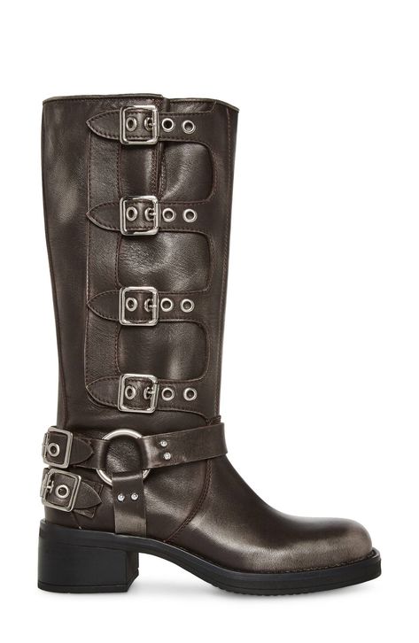 30 Chic Shoes I'm Eyeing That Are Perfect for Fall | Who What Wear Biker Boots Women's, Leather Boots Aesthetic, Biker Boots Outfit, Goals Board, Nordstrom Boots, Shoes Wishlist, Givenchy Boots, Buckle Boot, Everyday Tote Bag