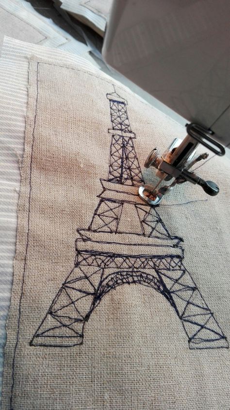 Making the Eiffel tower! Freehand machine embroidery picture by Su Parkes Textiles x Travel Textiles Gcse, Textiles Gcse Final Piece, Places And Spaces Gcse Textiles, Free Hand Machine Embroidery, Travel And Memories Textiles, Fragments Textiles Gcse, Achill Ireland, Travel Textiles, Architecture Textiles