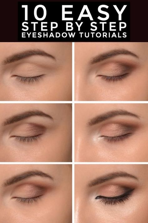 10 Eyeshadow Tutorials. Step by step eyeshadow tutorials for beginners! Learn how to apply eyeshadow like an expert with these video makeup tutorials! Whether you’re looking for a natural everyday look or smokey eye with a dramatic cut crease you’ll learn all the best tips & tricks from these expert eyeshadow tutorials that are perfect for beginners! Make your blue, brown, green or hazel eyes pop - regardless of shape -hooded or monolid! #eyeshadowstepbystep #eyeshadows Everyday Eyeshadow, Eyeshadow Step By Step, Beginner Eyeshadow, Eyeshadow Tutorial For Beginners, Everyday Eye Makeup, Everyday Makeup Tutorials, Eyeshadow Tutorials, Apply Eyeshadow, Simple Eyeshadow