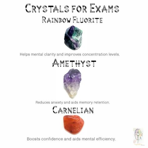 Crystals For School Tests, Crystals For Exam Success, Crystals For Exams, Reiki Stones, Crystals Healing Properties, Spiritual Crystals, Herbal Magic, Crystal Crafts, Crystal Healing Stones