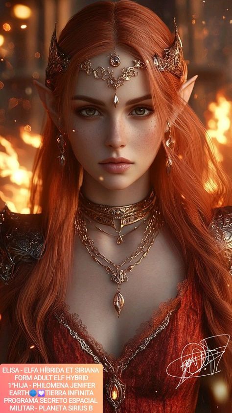 Fae Woman, Redhead Fairy, Elves Female Beautiful, Red Hair Elf, Redhead Witch, Fae Queen, Cinderella Art, Hottest Anime, Fire Fairy