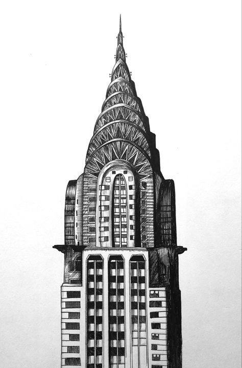 Empire State Building Tattoo, Chrysler Building Drawing, Empire State Building Drawing, Building Tattoo, Building Drawing, Chrysler Building, Empire State, Empire State Building, Cityscape