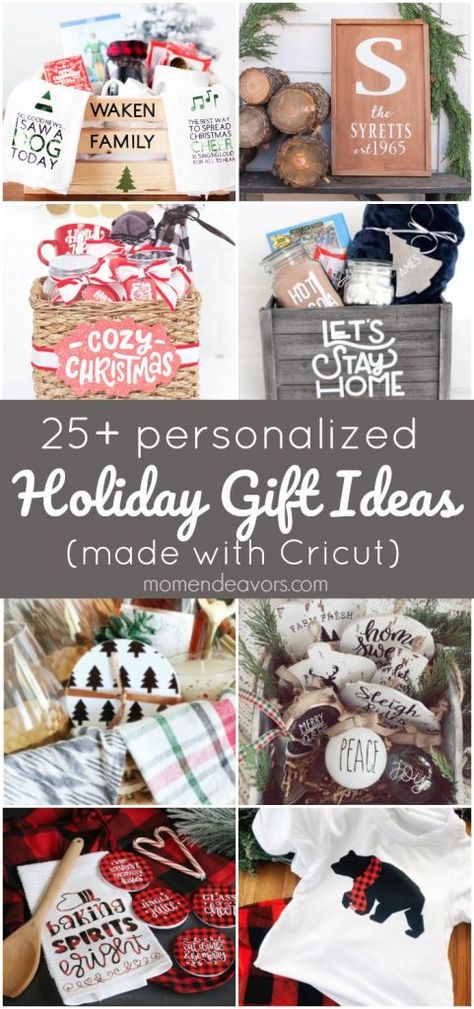 25+ DIY Personalized Holiday Gift Ideas (made with Cricut) Hommade Gifts, Christmas Hostess, Cricut Christmas Ideas, Kitchen Christmas Gifts, Holiday Hostess Gifts, Gift Baskets For Women, Themed Gift Baskets, Popular Gifts, Gifts Teacher