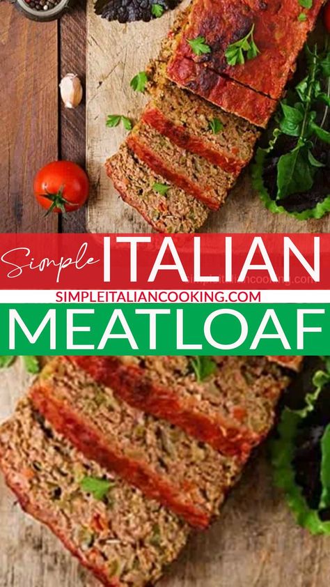 Mediterranean Meatloaf, Easy Italian Meatloaf, Italian Beef Recipe, Recipes With Diced Tomatoes, Basic Meatloaf, Italian Meatloaf Recipes, Traditional Meatloaf Recipes, Italian Appetizers Easy, Italian Cooking Recipes