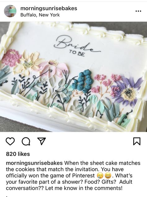 Sheet Cake Bridal Shower Cakes, Buttercream Flowers Sheet Cake, Sheet Cake Floral Design, Sheet Cake Buttercream Decorating Ideas, Bridal Shower Sheet Cake Ideas Simple, Engagement Sheet Cake Ideas, Wildflower Sheet Cake Ideas, Flower Sheet Cake Ideas, Sheet Cake With Real Flowers