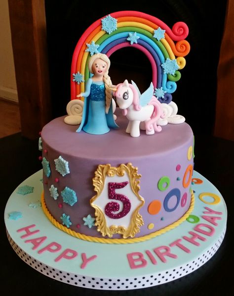 Elsa and unicorn cake Elisa Cakes Elsa Frozen, Frozen And Unicorn Birthday Cake, Frozen Rainbow Cake, Unicorn Elsa Cake, Rainbow Elsa Cake, Frozen Unicorn Cake, Princess And Unicorn Cake, Elsa Birthday Cake, Jasmine Cake