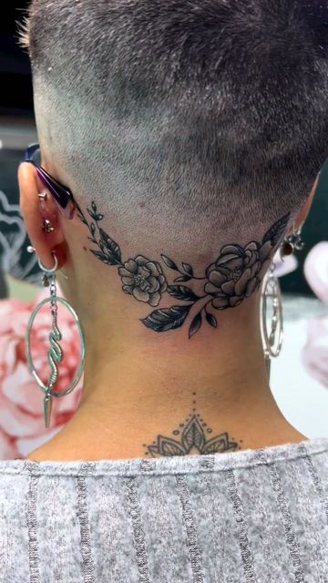 ImAllAboutDaHair 🌴 Wicked Dope on Instagram: "PIXIES WITH INK. @soni_254 #pixiehaircut" Women’s Sideburn Tattoo, Side Scalp Tattoo Women, Back Of Neck And Head Tattoo, Head Tattoos Women, Back Of Head Tattoo, Bald Head Tattoo, Undercut Tattoos, Hairline Tattoos, Buzzed Hair Women