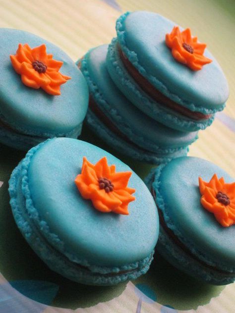 So Blue Macarons Blue Macarons, Palette Design, Color Palette Design, Style Japonais, Orange Flower, Sweet Desserts, Yummy Cookies, Tiffany Blue, Macaroons