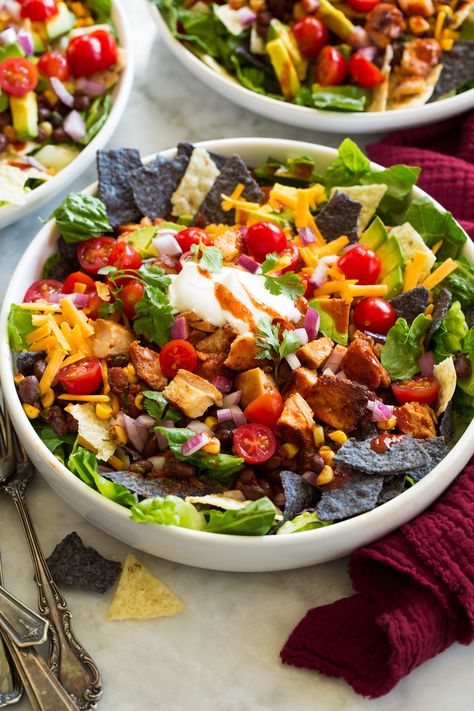 Chicken Taco Salad Salads For Kids, Chicken Taco Salad, Chinese Chicken Salad, Pan Seared Chicken, Chicken Taco, Taco Salad, Cooking Classy, Tacos Beef, Slow Cooker Soup