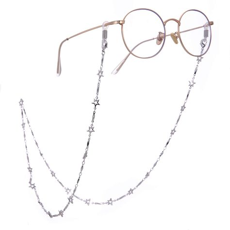 PRICES MAY VARY. The reading glasses chain is made of environmental protection materials, no nickel free lead, low allergic reaction. Chains were well packaged in a branded velvet bag,well for protect in transit and beatiful as a gift. The length of the chain is about 78cm (30.7inches), fit for most people. Purchase Guarantee: Product Replacement or Refund Guarantee; Good Pre-sale Consulting and Great After-sale Customer Service. Not only can they be a eyeglass chain, but also a fashion decorati Eyeglass Chain Holders, Eyeglass Necklace, Glasses Strap, Chain Lanyard, Stylish Necklace, Sunglass Holder, Five Pointed Star, Eyeglass Chain, Glasses Chain