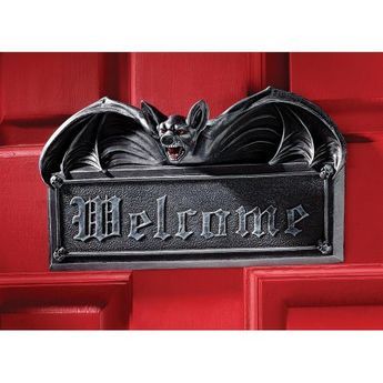 Vampire Bat Welcome Wall Sculpture, Gray