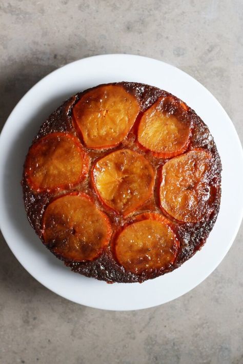 upside down persimmon cake - Cardamom and Tea Persimmon Cake, Persimmon Recipes, Single Layer Cakes, Slow Roast, Cake Cover, Upside Down Cake, Cake Ingredients, Persimmon, Upside Down