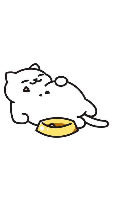 Do you know why the cute white animal in our fanart White Cat Full of Food Sticker looks so happy? It is happy because the cat is finally eaten its fill. It has eaten a bowl of its favorite fish,... Cat Eating Fish Drawing, Cat Chef Drawing, Cat Food Drawing, Cat Eating Drawing, Fat Cat Drawing, Card Doodles, Food Drawing Easy, Cartoons Eating, Cat Animation