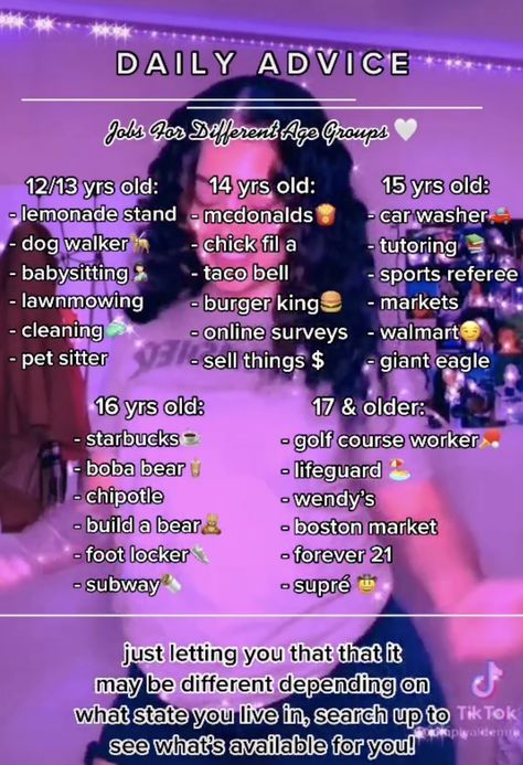 Baddie Jobs, Jobs For Teens 12-15, Moving Out Tips, Middle School Advice, Tiktok Advice, Girly Advice, Appearance Tips, Female Tips, Baddie Goals