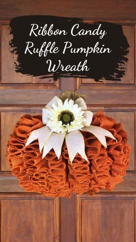 #wreath #wreathmaking #wreathmaker #pumpkin #pumpkinwreath #ribboncandywreath #ribboncandy #fallwreath #autumnwreath #dollartreewreath #HobbyLobby #hobbylobbyfinds #farmhousestyle #farmhousedecor #farmhousewreath | This Southern Girl Can | This Southern Girl Can · Original audio Wire Pumpkin Wreath Diy, Pumpkin Wreath Tutorial, Harvest Ideas, Burlap Pumpkin Wreath, Pumpkin Wreath Diy, Halloween Fabric Crafts, Burlap Wreath Tutorial, Christmas Shortbread, Dollar Tree Pumpkins