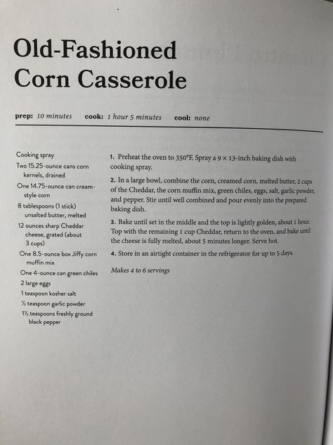 From Magnolia Table Vol. 2 Casserole Meal, Magnolia Table Recipes, Joanna Gaines Recipes, Cream Corn Casserole, Old Fashioned Recipe, Corn Casserole Recipe, Cornbread Casserole, Southern Recipes Soul Food, Corn Muffin Mix