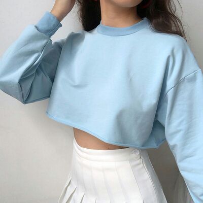 Just a bunch of smuts for our horny souls Warning! ▪Boyxboy ▪Top Jimi… #random #Random #amreading #books #wattpad Blue Sweater Outfit, Fe Clothing, Baby Blue Aesthetic, Outfit Korean, Blue Crop Top, Solid Color Sweater, Color Sweater, Crop Top Outfits, Blue Outfit