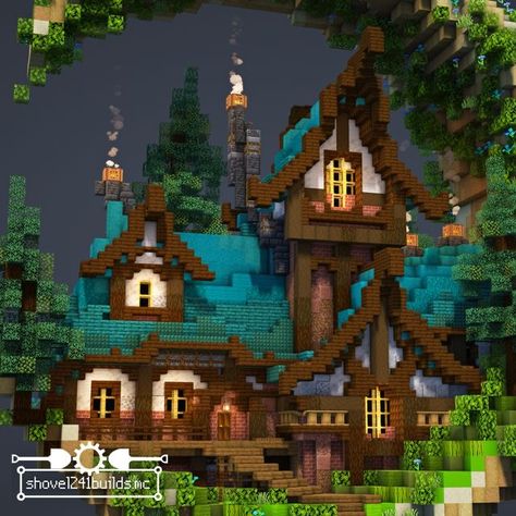 Magic Minecraft Houses, Minecraft Houses No Shaders, Minecraft Mystical House, Minecraft Fantasy Builds Easy, Minecraft Colorful Houses, Minecraft Deep Slate Build, Pokemon Minecraft Builds, Minecraft Moon House, Minecraft Fantasy Ideas