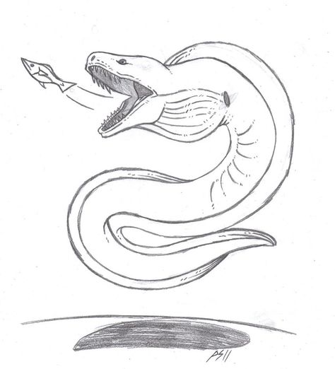 With the shadows that I've come up with most of my ideas come from animals found in the wild. The Moray Eel being one of them. They have what is known a... Animal Insperation 'Moray Eel' Eels Drawings, Moray Eel Drawing, Electric Eel Tattoo, Eel Drawing, Eel Art, Eel Tattoo, 500 Drawing Prompts, Aquatic Design, Round Room