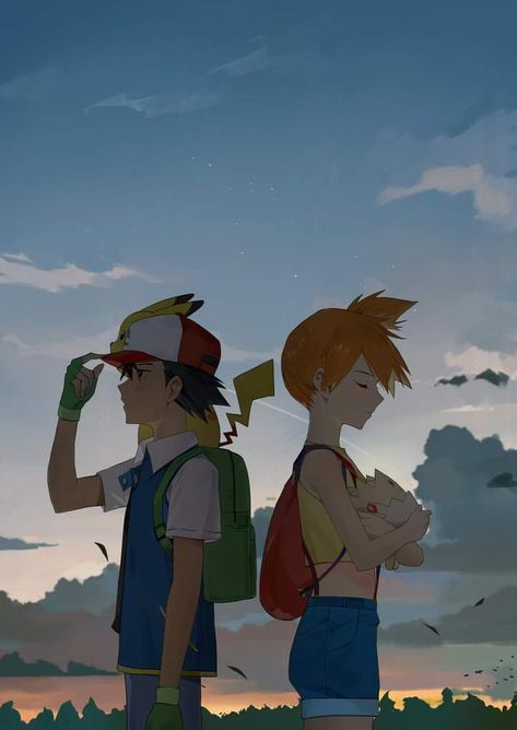 Pokemon Trainer Art, Pokemon Twitter, Pokemon Ash And Misty, Pokemon Adventures Manga, Ash And Misty, Geeky Art, Ash Pokemon, Original Pokemon, Pokemon Ships