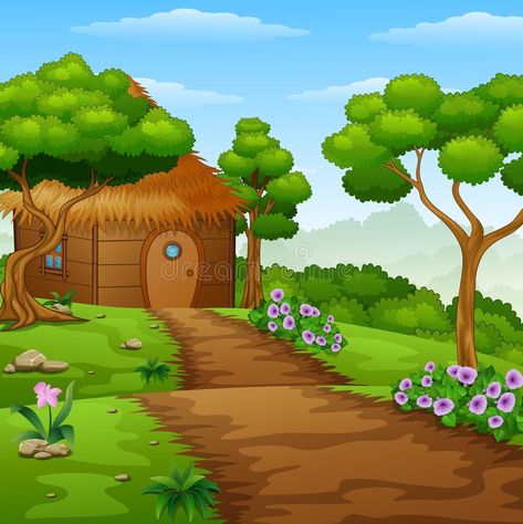 Cartoon Begraund Hd, Cartoon Background Images, Cabin Illustration, Wood Cartoon, Cabin In The Forest, Jungle Drawing, Jungle Cartoon, Jungle Images, Illustration Forest