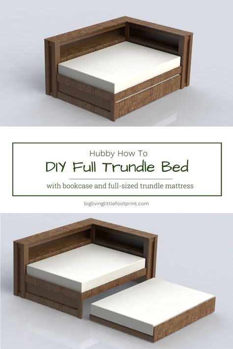 diy full trundle bed with bookcase Diy Full Size Bed Frame, Full Trundle Bed, Diy Trundle Bed, Trundle Beds Diy, Diy Trundle, Trundle Bed Plans, Full Size Trundle Bed, Full Daybed With Trundle, Interior Door Makeover