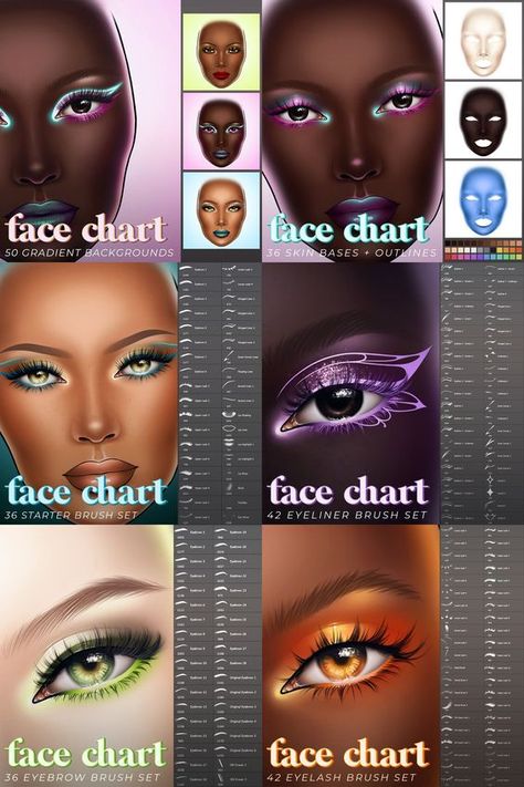 Face Chart Ultimate 240-Piece Bundle | Digital Art Resources Procreate brushes #procreatebrushes brushes #brushes brush #brush free brushes #freebrushes freebrush #freebrush #procreate 2.221 Eyeliner Stamp, Digital Brushes, Eyebrow Stamp, Face Charts, Fashion Dictionary, Face Chart, Art Resources, Eyelash Brush, How To Make Drawing