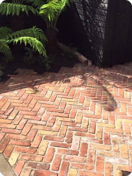 Reclaimed Brick Patio, Diy Brick Patio, Reclaimed Brick Garden, Small Brick Patio, Brick Patio, Timber Fencing, Brick Garden, Garden Paving, Reclaimed Brick