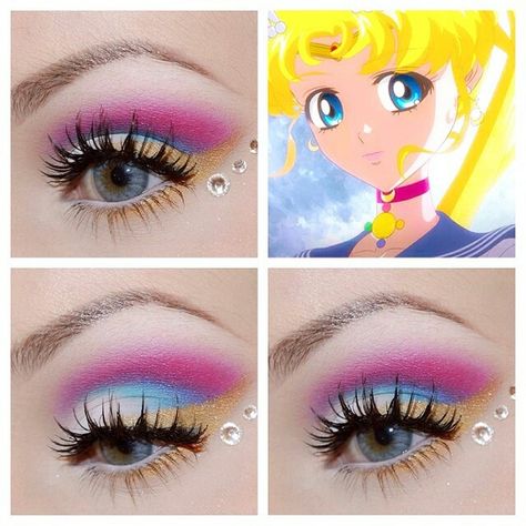 Sailor Moon Crystal inspired makeup. Sailor Moon Inspired Makeup, Anime Make-up, Kawaii Tutorial, Sailor Moon Makeup, Moon Makeup, Sailor Moon Wedding, Sailor Moons, Sailor Moon Costume, Fantasy Make-up