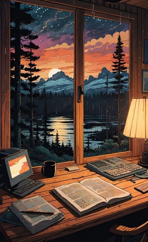 Book Writer Aesthetic, Cozy Wallpapers, Lofi Study, Wallpaper Room Decor, Wallpaper Room, Story Books Illustrations, Vintage Drawing, Beautiful Wallpapers Backgrounds, Lo Fi