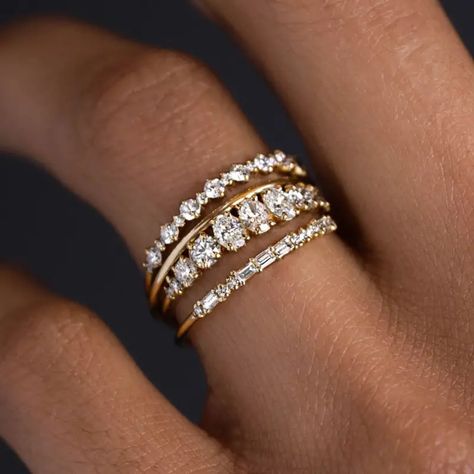 Inlaid Shiny Zircon Stack Ring Set Luxury Elegant Copper - Temu Set Rings, Wedding Party Accessories, Ring Settings Types, Stacking Ring Set, Stil Elegant, Zircon Ring, Girls Jewelry, Rings For Women, Types Of Rings