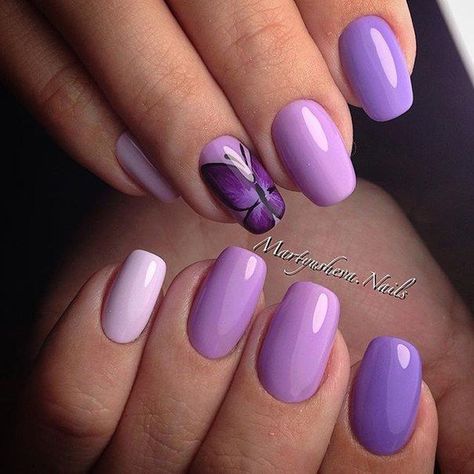 Violet Nails, Purple Nail Art, Butterfly Nail Art, Floral Nail, Best Nail Art Designs, Spring Nail Art, Trendy Nail Design, Butterfly Nail, Nail Designs Spring